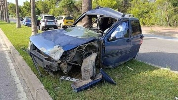 Palmiyeye çarpan otomobilin sürücüsü öldü