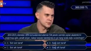 Penaltı atışları en çok hangi tarafa doğru atılmıştır? 300 bin TL'lik soru