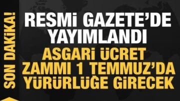 Resmi Gazete'de yayımlandı: Asgari ücret zammı 1 Temmuz'da yürürlüğe girecek