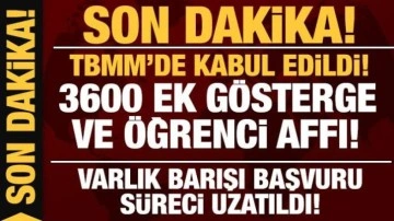 Son dakika: 3600 ek gösterge ve öğrenci affı TBMM'de kabul edildi