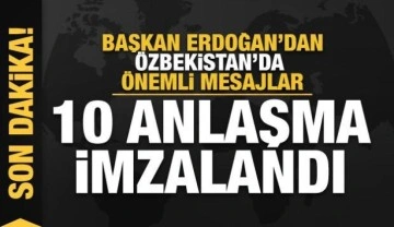 Son dakika... Başkan Erdoğan: Özbekistan ile bugün 10 anlaşma imzaladık