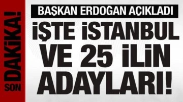 Son Dakika: Cumhurbaşkanı Erdoğan, İstanbul ve 25 ilin adaylarını açıkladı