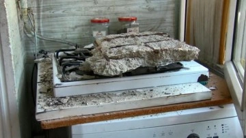 Tedirgin eden görüntü: 47 yıllık binanın mutfak tavanı çöktü, midye kabukları ortaya çıktı